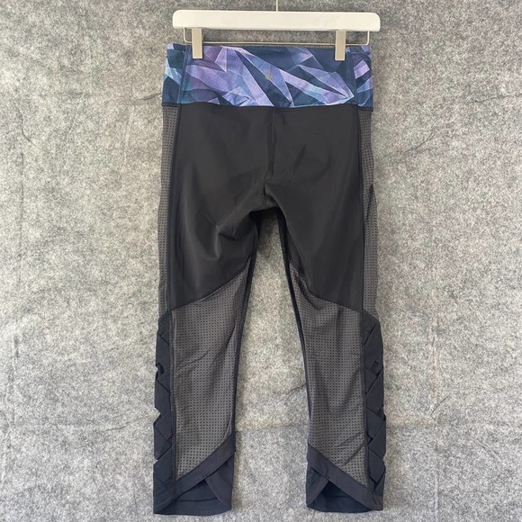 Lululemon Leggings 6 Black Pretty Prism Var City Crop High Rise Mesh - Picture 3 of 16